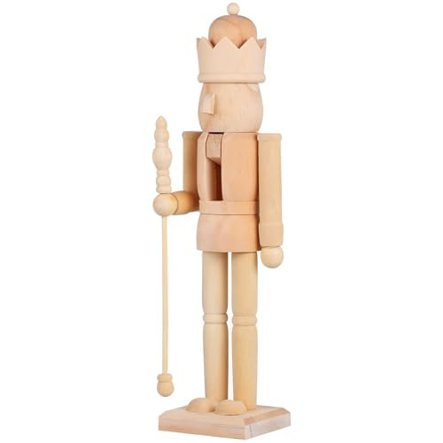 BESPORTBLE Christmas Unfinished Nutcracker - 14.96 Inch Wood DIY Blank Unpainted Nutcracker Soldier Statue for Craft Xmas Decor, Christmas Decoration, Light Brown | Amazon (US)