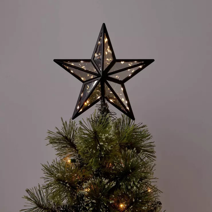 11.375" Lit Mirrored Star Christmas Tree Topper Black - Wondershop™ | Target