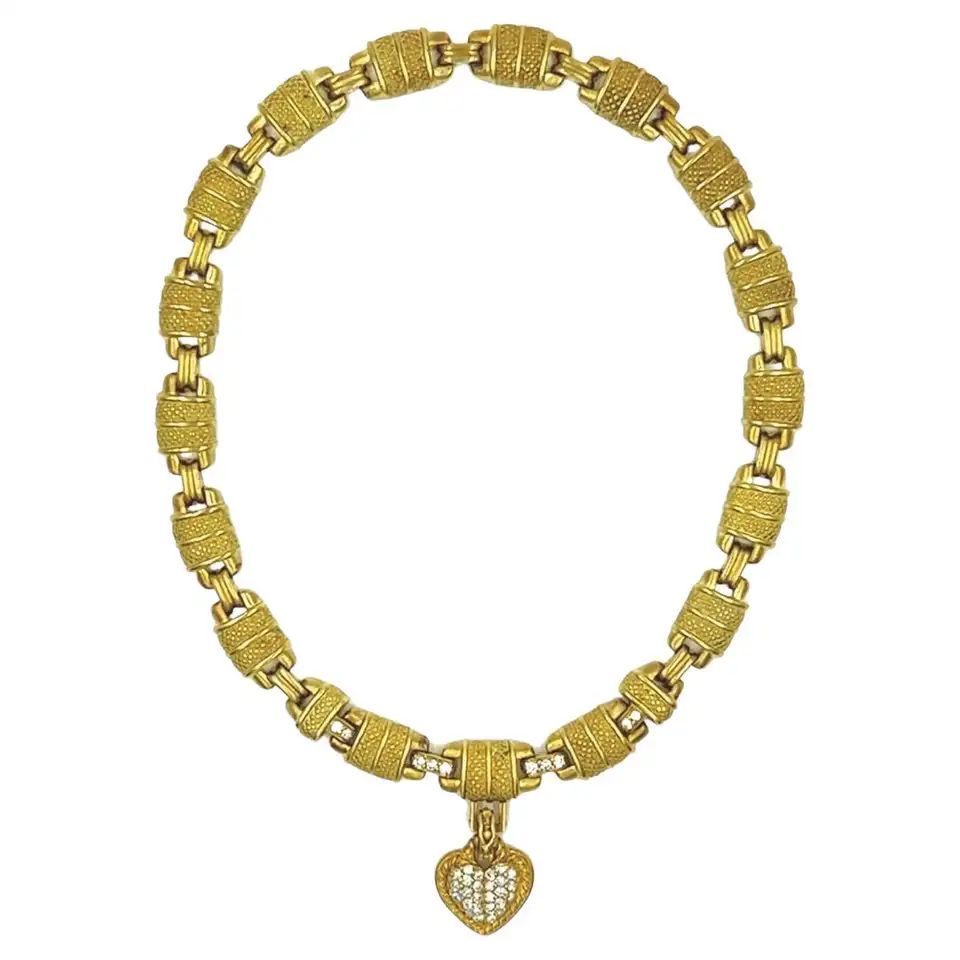 Judith Ripka Yellow Gold, Emerald, Diamond and Rock Crystal Necklace | 1stDibs