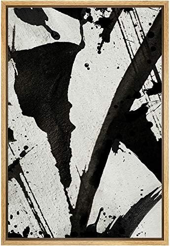 SIGNFORD Framed Canvas Wall Art Blotchy Ink Stroke with Line, Texture Abstract Brushstroke Illust... | Amazon (US)