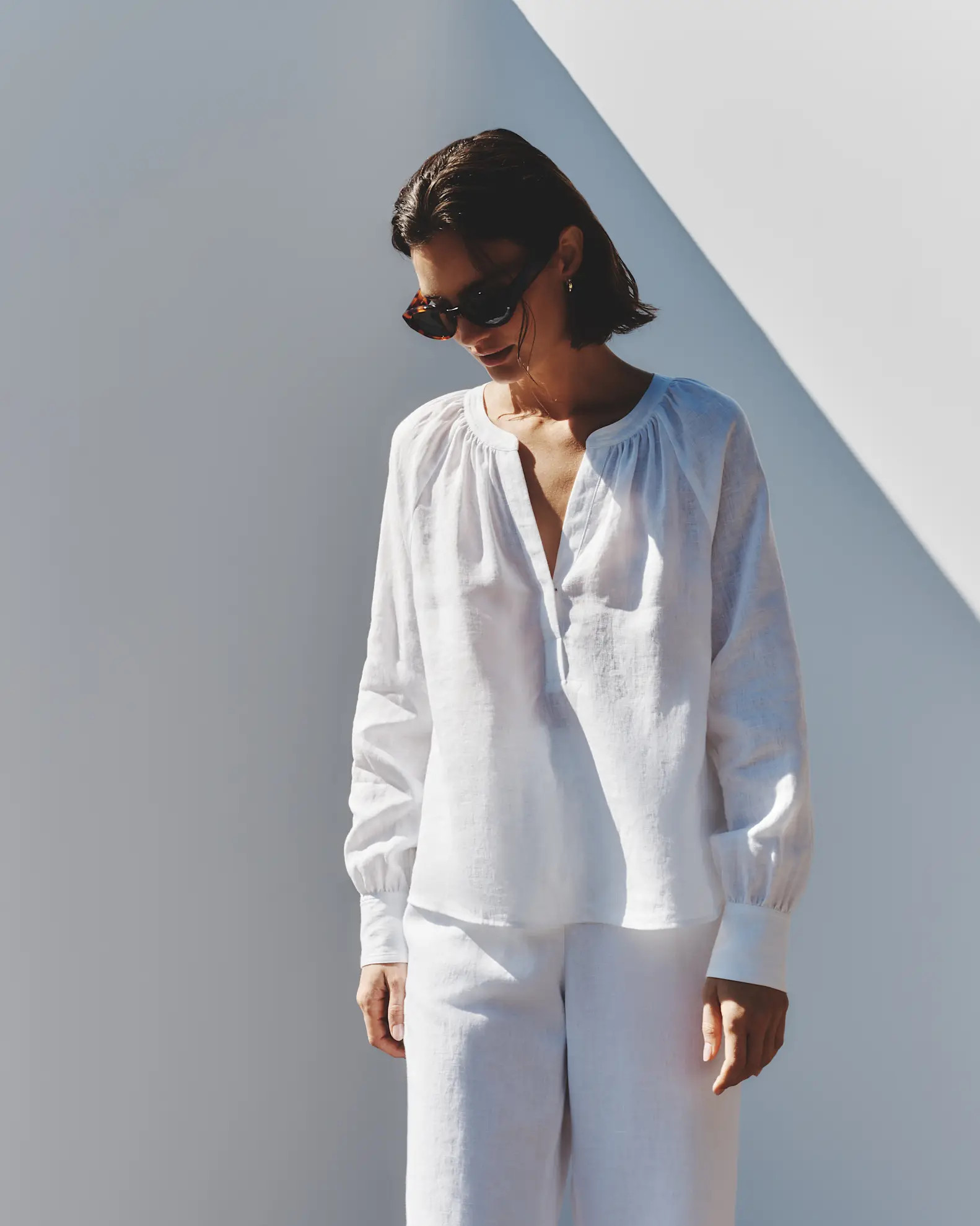100% European Linen Peasant Top | Quince