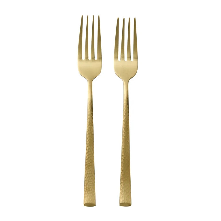 BHG Gold 20-Piece Hammered Flatware Set with Satin Finish | Walmart (US)