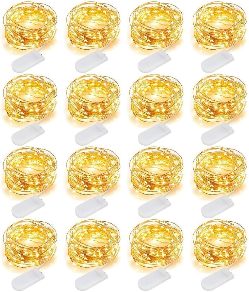 MUMUXI Battery Operated LED Fairy Lights, 16 Pack, 10ft Warm White, Waterproof, Energy Efficient,... | Amazon (US)