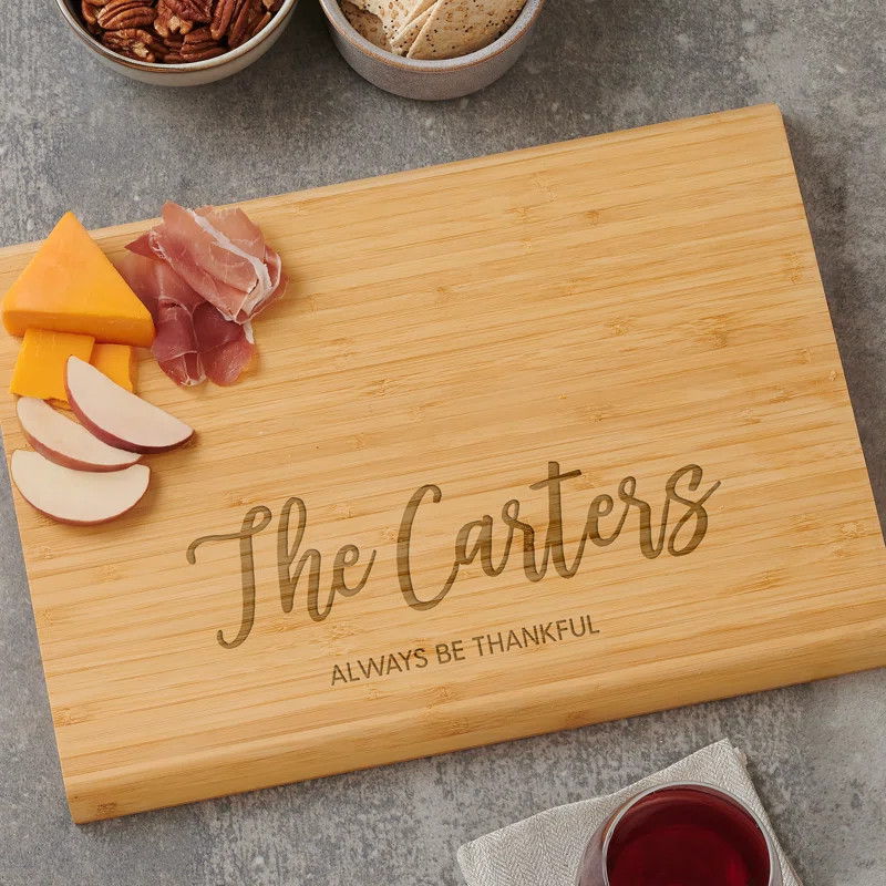 Seasonally Script Personalized 18X14 Bamboo Charcuterie Board | Wayfair North America