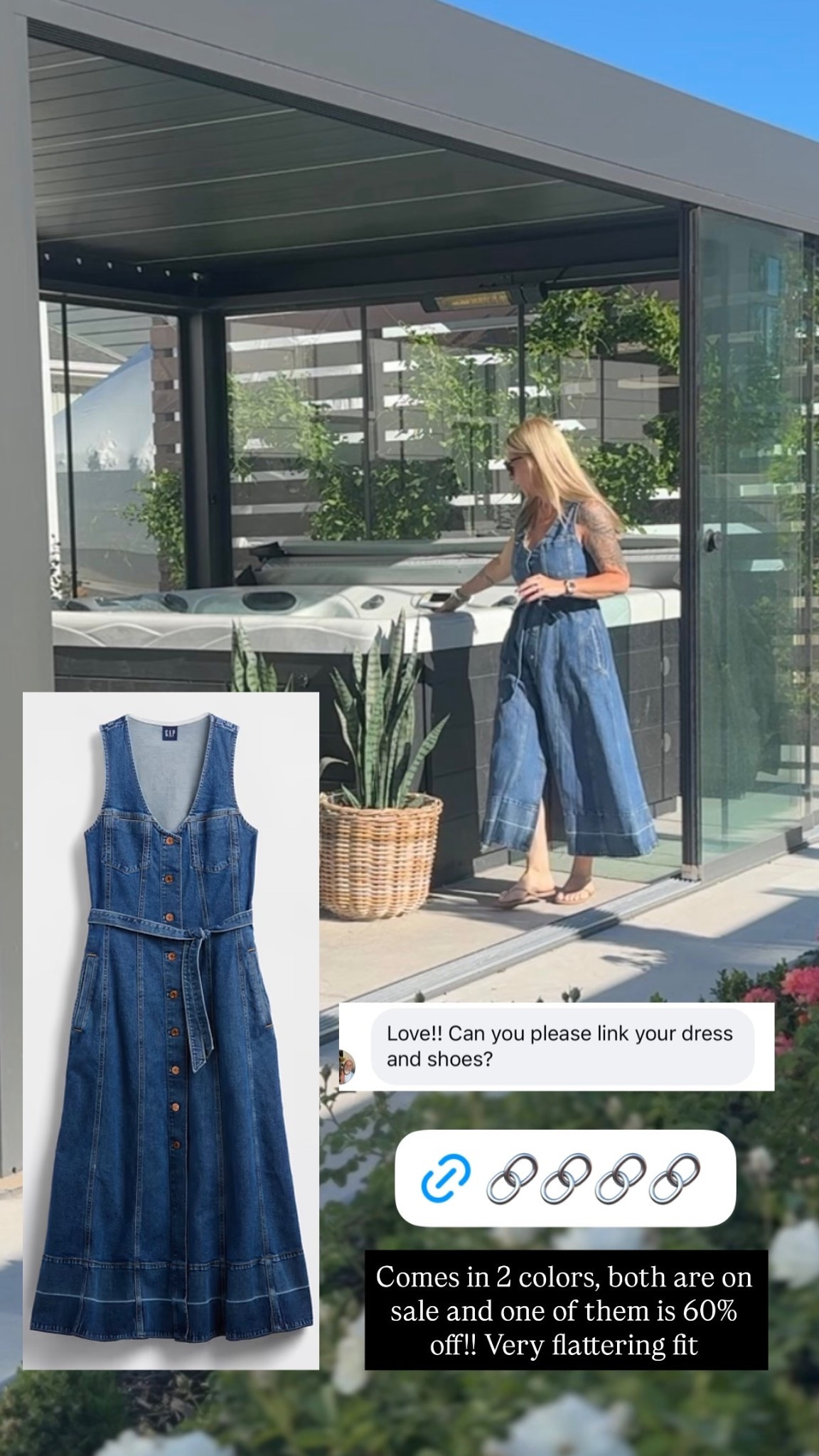 Comes in 2 colors, both are on sale and one of them is 60% off!! Very flattering fit