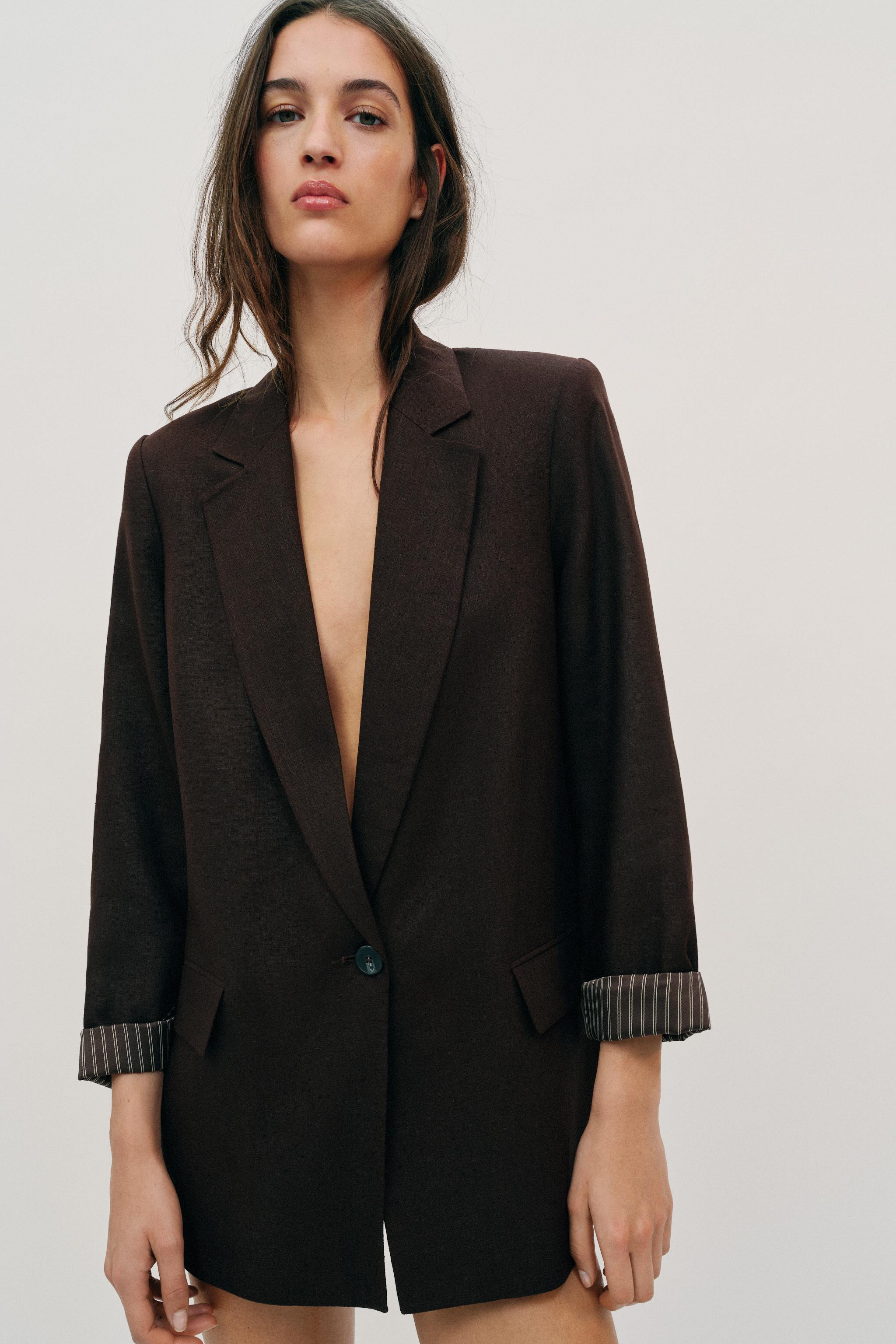 LINEN BLAZER WITH ROLLED SLEEVES | Zara US