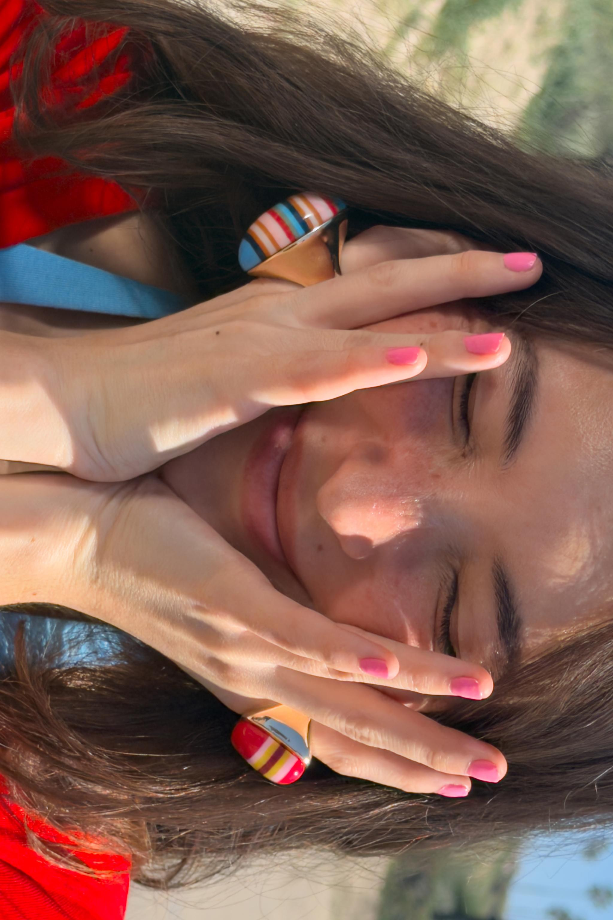2-PACK RESIN STRIPED RINGS | Zara US
