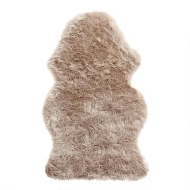 Taupe Faux Sheepskin Area Rug | World Market