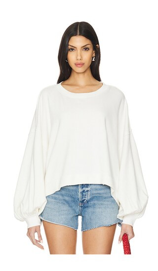 Free People Trish Sweatshirt in White. - size S (also in L, M, XL, XS) | Revolve Clothing (Global)