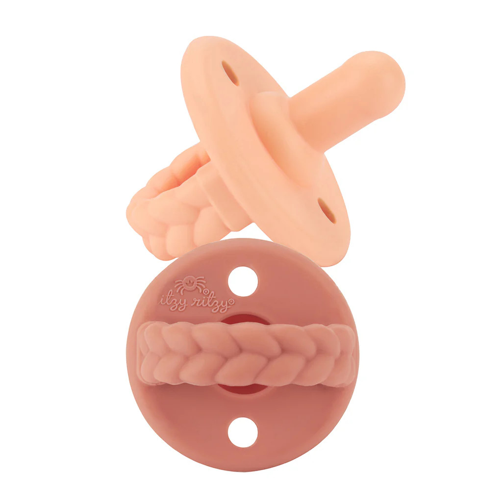 Pacifier 2-Pack, Apricot/Terracotta Braid | SpearmintLOVE