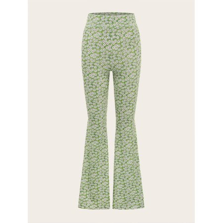 2022 Boho Green Women s Ditsy Floral Flare Leg Pants L2201504D XL(12) | Walmart (US)