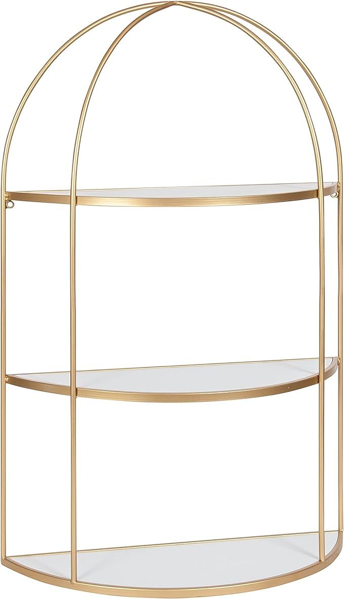 Kate and Laurel Freade Modern 3 Tier Shelf, 22 x 8 x 32, White and Gold, Decorative Glam Shelf fo... | Amazon (US)