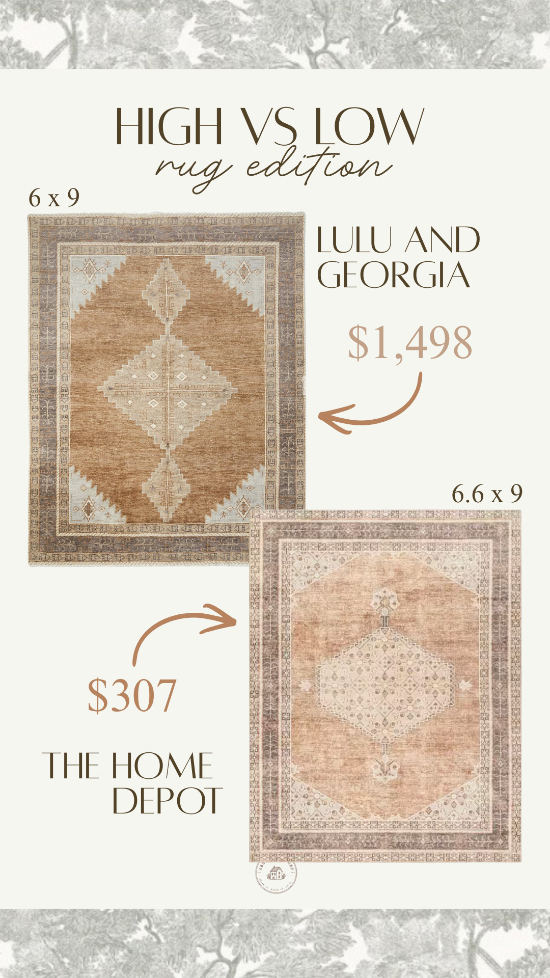 High vs. Low rug edition 🤎

Can you tell which vintage-inspired area rug is over $1,400 and which one is just over $300? These neutral rugs both bring timeless character, warm earthy tones, and a designer look, but one is a serious budget-friendly find.

If you love the look of high-end rugs without the luxury price tag, this Home Depot option is worth a look.

Save this for your next living room, bedroom, or dining room refresh.

#LTKHome #LTKStyleTip #AreaRug #VintageStyleRug #NeutralHome #LivingRoomDecor #HomeDecorFinds #DesignerLookForLess #HomeDepotFinds #LuluAndGeorgia #AffordableHomeDecor #InteriorDesign #CozyHome #RugInspo #HomeStyling 

 