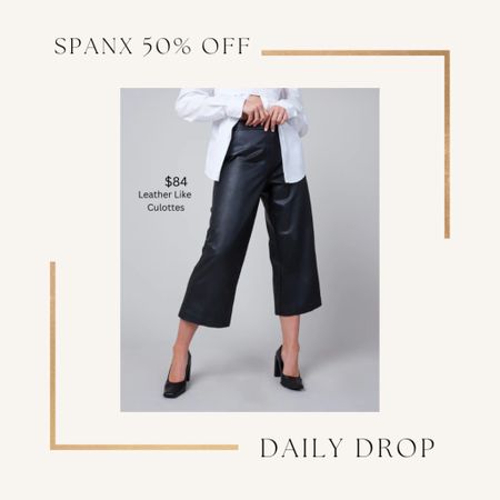 Luxe black leather like culottes. Sizes XS-3x. Run tts. Recommend sizing down if between sizes. Machine washable. Pull-on style. Stretchy material.

#LTKsalealert #LTKCyberweek #LTKstyletip