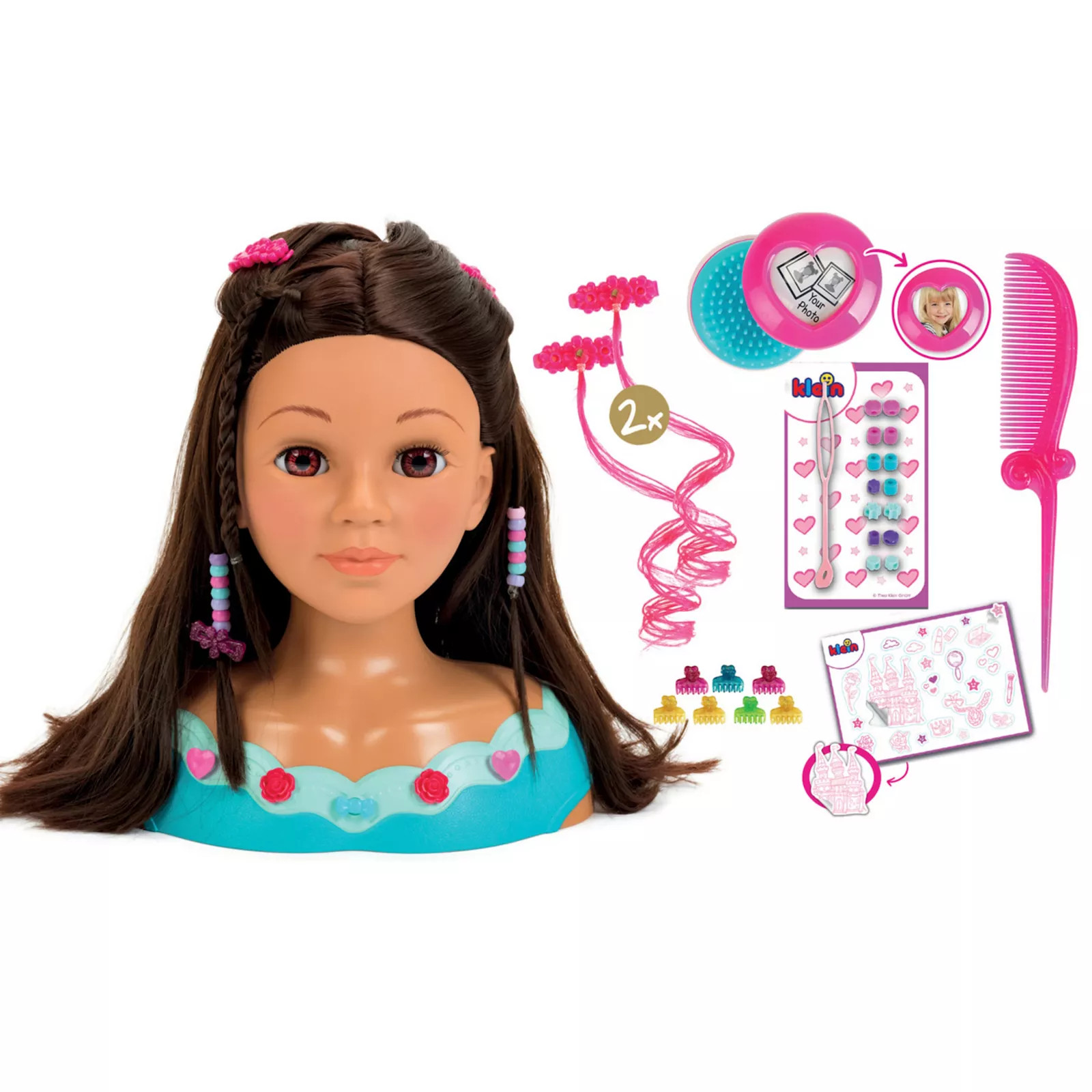 Theo Klein: Hairstyling Head Mia - Pink & Teal, 10.6"" Doll Head & 13 Accessories Set, Multi | Kohl's