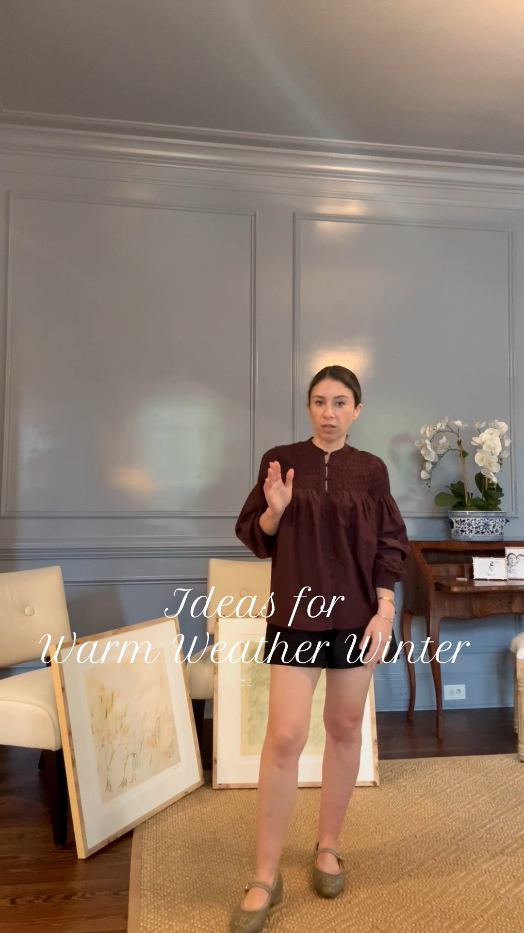 Warm weather winter outfit ideas! Southern winter. Julia Amory silk dupioni shorts. Madewell blouse (you can size down!). Mary Jane flats! 

#LTKootd #LTKSeasonal #LTKmomlife