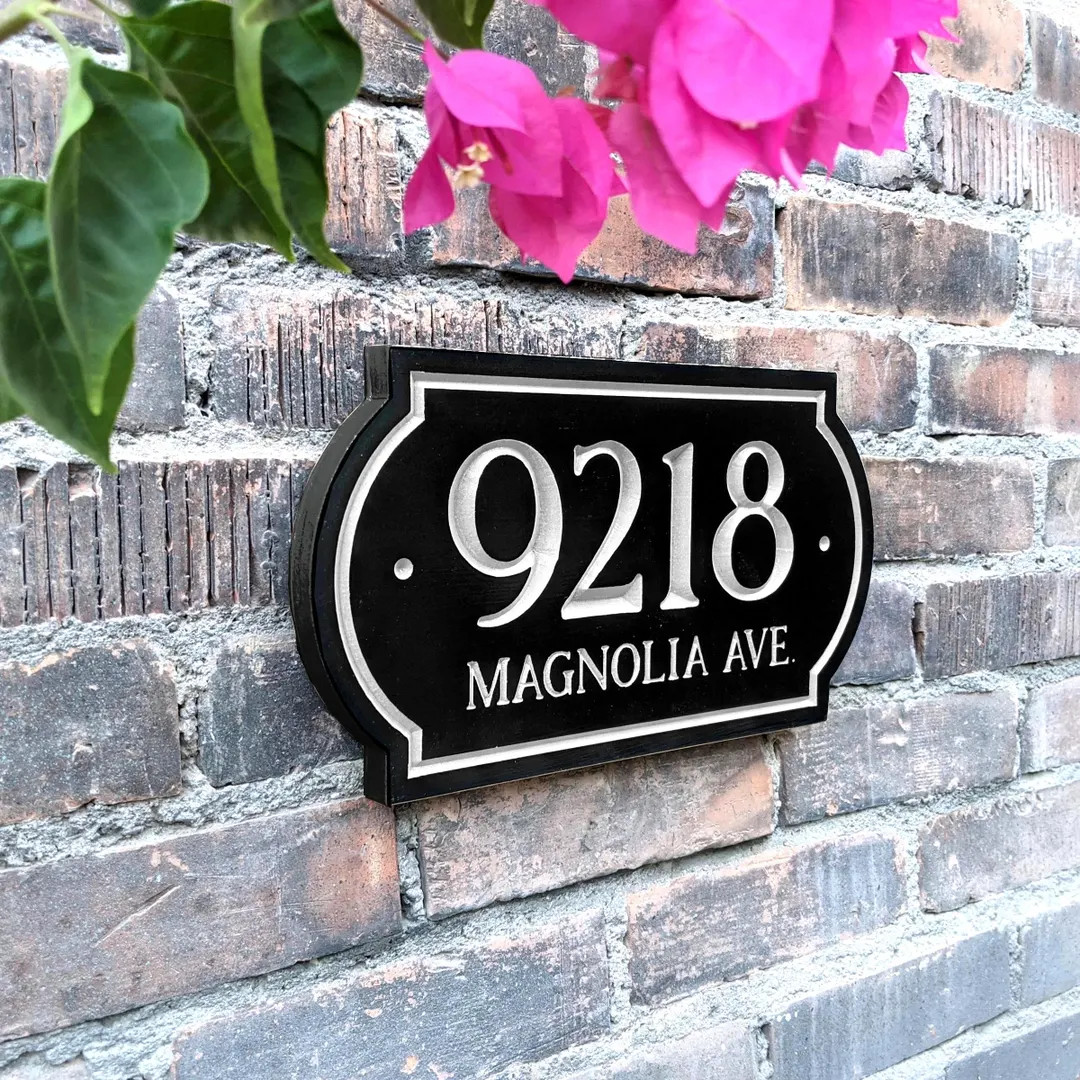PVC Magnolia address plaque – classic house sign with 1920s elegance - Weatherproof | Etsy (US)