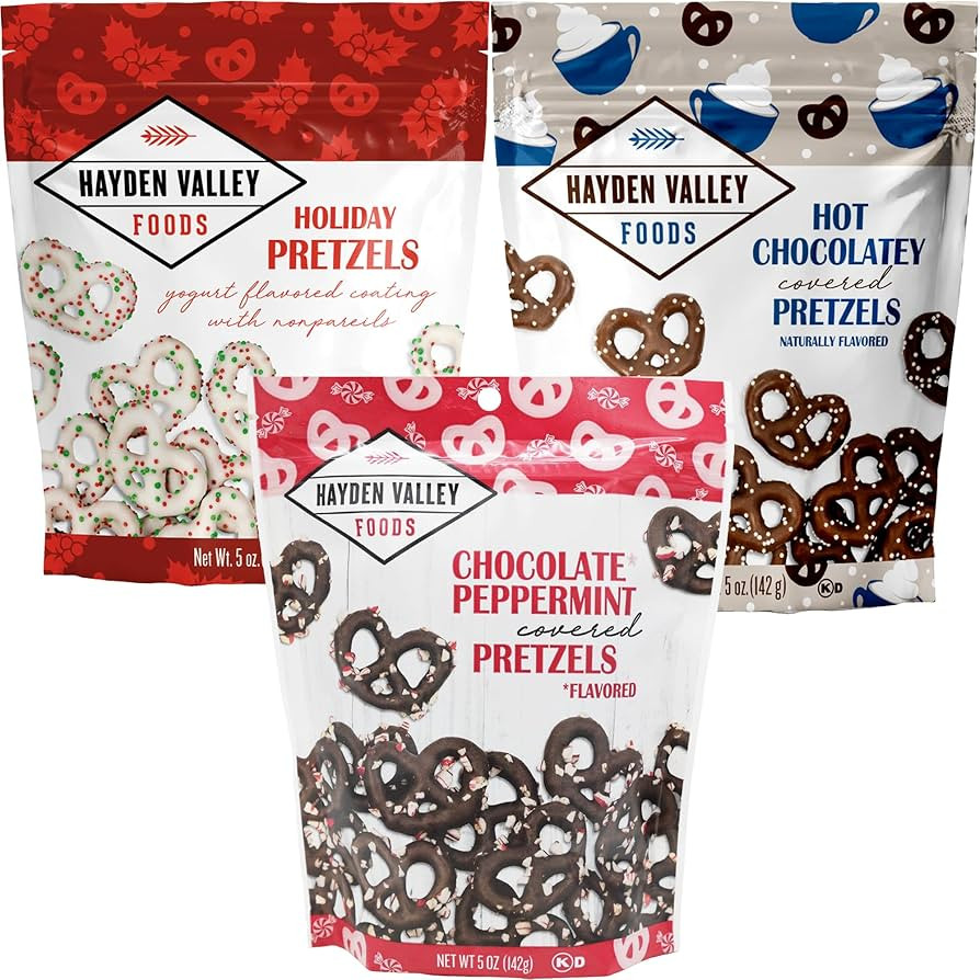 Hayden Valley Foods Flavored Covered Pretzel Variety Pack | 5 oz Bags (Pack of 3) | Chocolate Pep... | Amazon (US)
