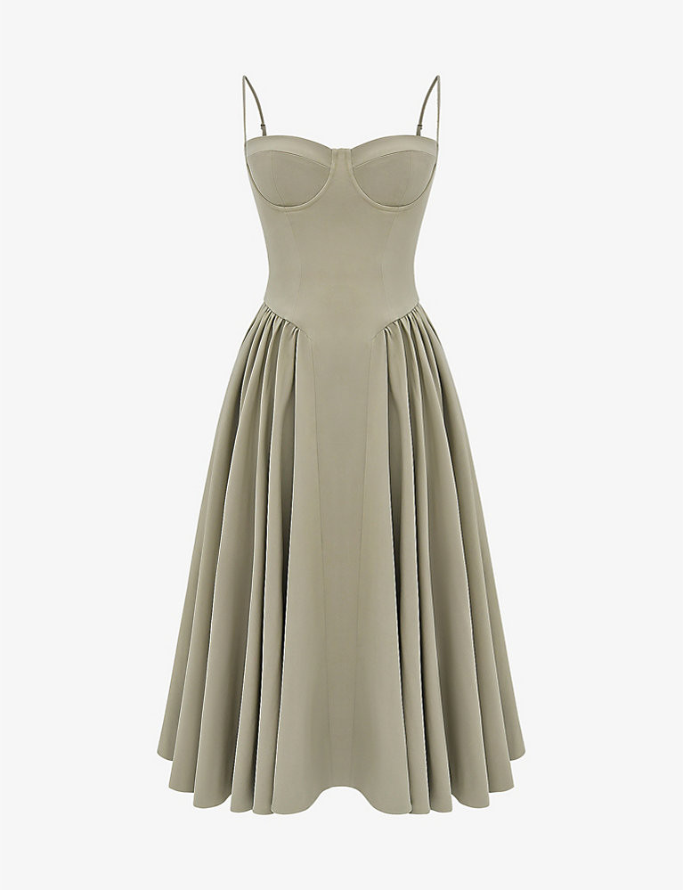 Samaria corset-top A-line stretch-cotton midi dress | Selfridges