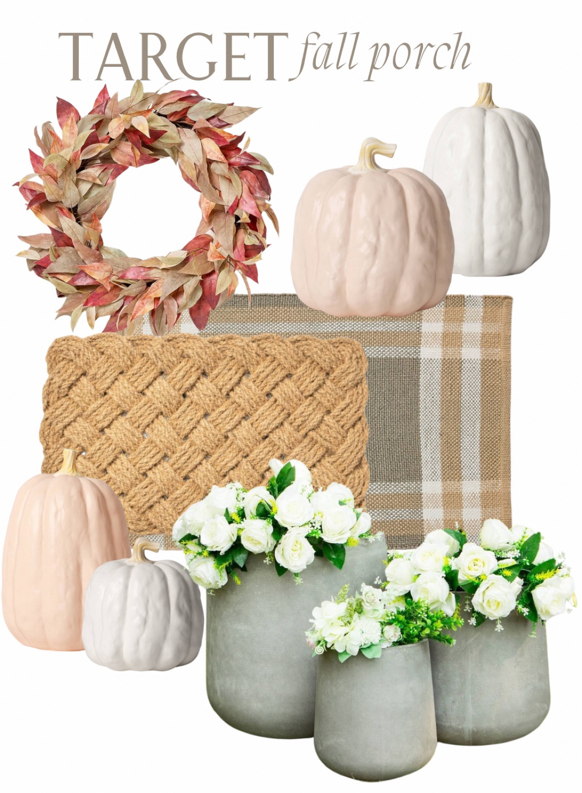 Fall porch finds from @target 

Wreath 
Porch pumpkins 
Door mat 
Layered rug 
Planters 

#LTKStyleTip #LTKSeasonal #LTKHome