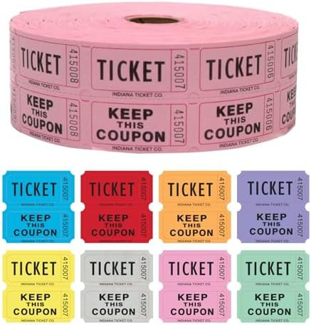 INDIANA TICKET CO. 1,000 Pink Raffle Tickets Double Roll, Premium Quality 50/50 Raffle Tickets, T... | Amazon (US)