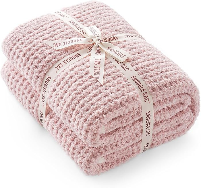 Snuggle Sac Ultra Soft Waffle Throw Blanket for Couch Bed Sofa 50x60 inches, Reversible Pink Blan... | Amazon (US)