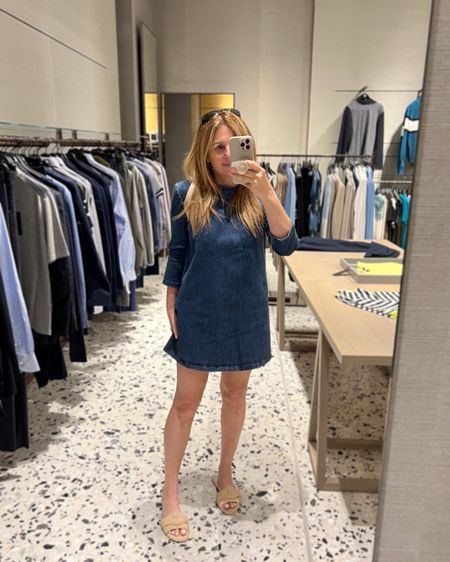 My lunch / shopping / errands daytime outfit: long sleeve denim a-line dress with sherpa slides. 

My dress is from French Connection and the sandals are from Zara but I linked similar styles  below. 

#LTKsalealert #LTKshoecrush #LTKstyletip