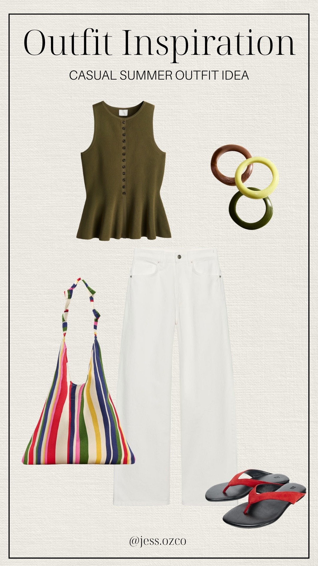 Summer outfit idea!

The green peplum top is from H&M and under $30! It would look great with a pair of white wide leg jeans!

White jeans outfit, casual outfit ideas, jeans outfit, everyday outfit, Spring style, date night outfit

#LTKSeasonal #LTKootd #LTKgrwm