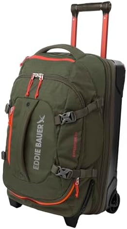 Eddie Bauer Expedition Rolling Duffel Bag with Wheels | Travel | Carry-On | Luggage | Rugged | Durable - Dark Thyme, 22" | Amazon (US)
