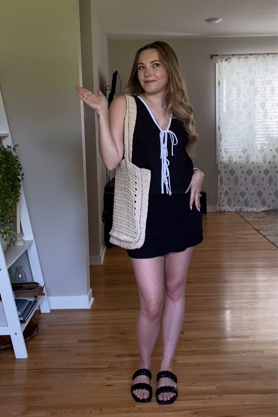 All black linen look, Abercrombie faves! Tie front top, linen skort, crochet tote bag

#LTKStyleTip #LTKSaleAlert #LTKFindsUnder50