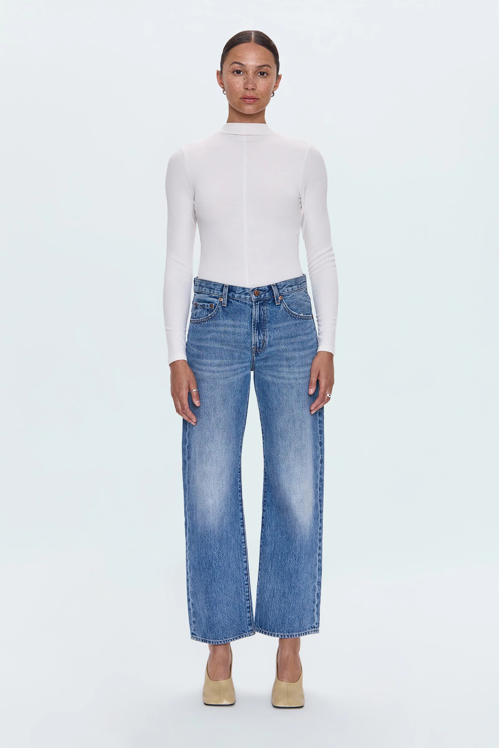 Lexi Mid Rise Bowed Straight Jean - Artisan | Pistola Denim