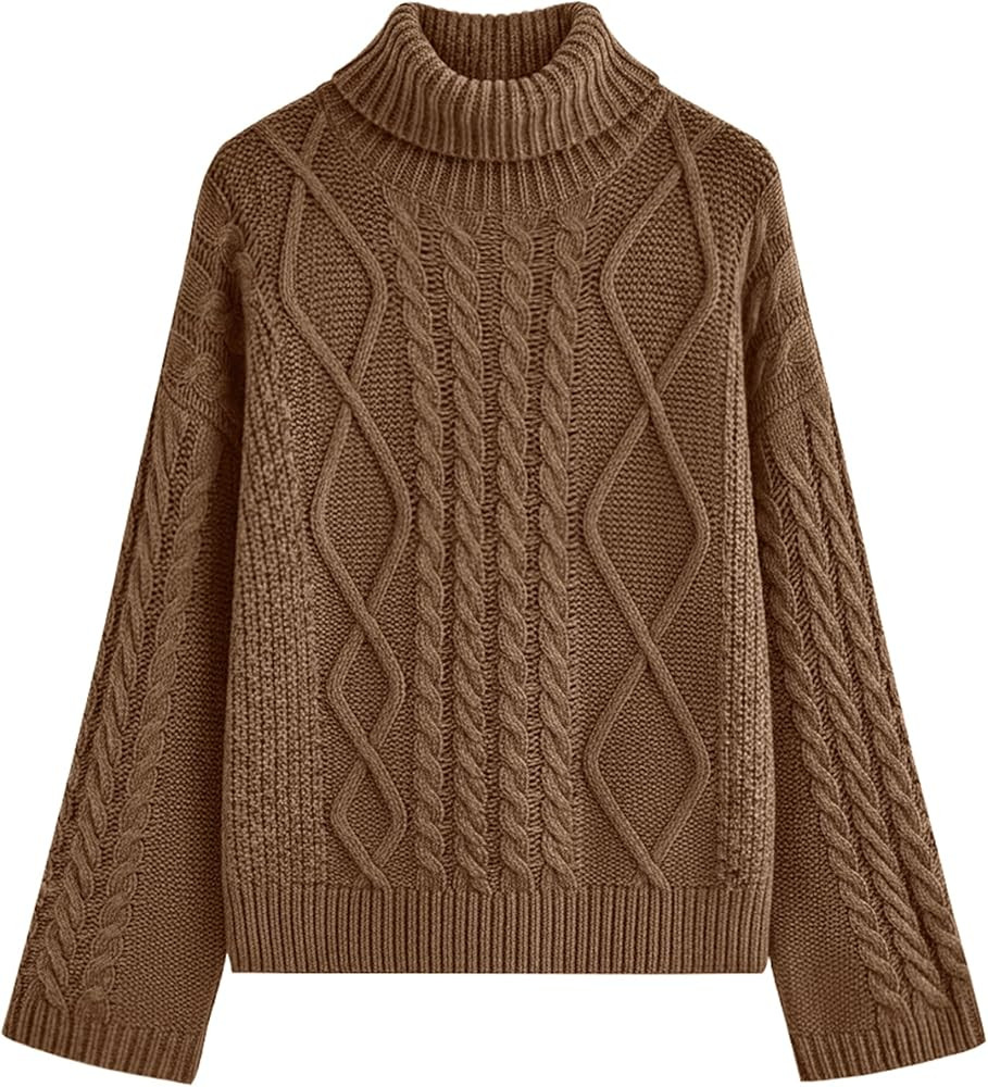 PRETTYGARDEN Fall Sweaters for Women 2025 Oversized Chunky Cable Knit Turtleneck Long Sleeve Wint... | Amazon (US)