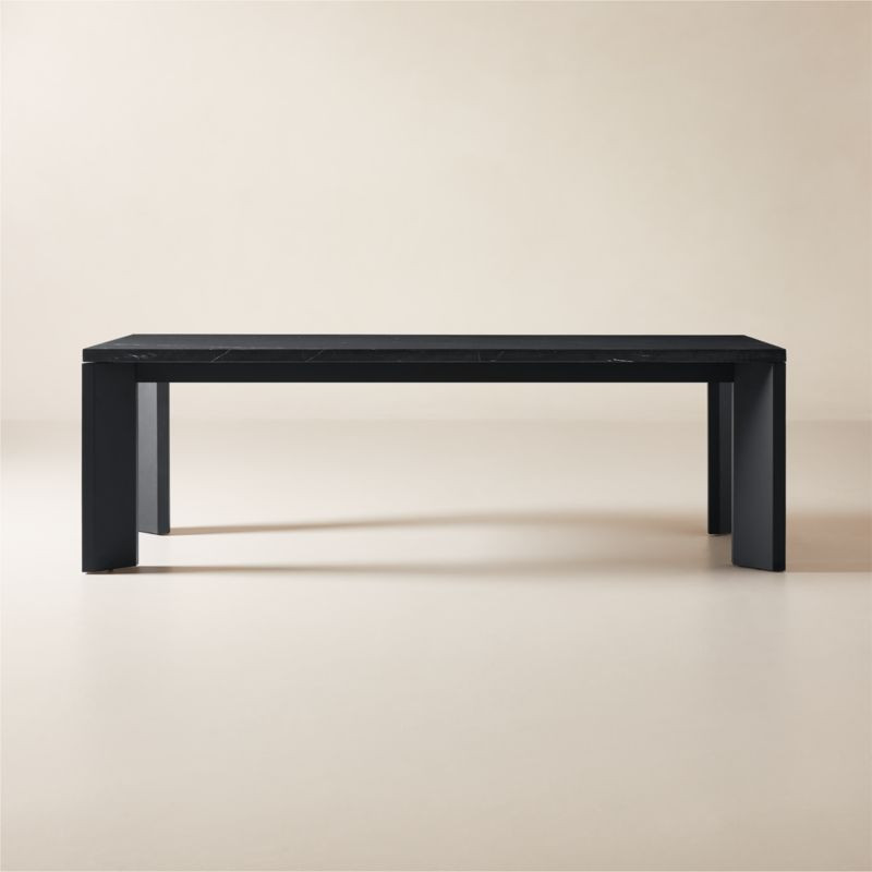Sydney 95" Rectangular Black Marble Dining Table with Black Steel Legs + Reviews | CB2 | CB2