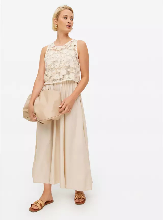 Neutral Crochet Overlay Midaxi Dress 10 | Tu Clothing