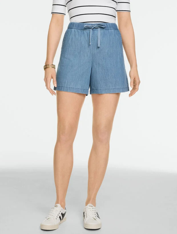 Pull-On Shorts - Chambray - 5\u201d | Talbots