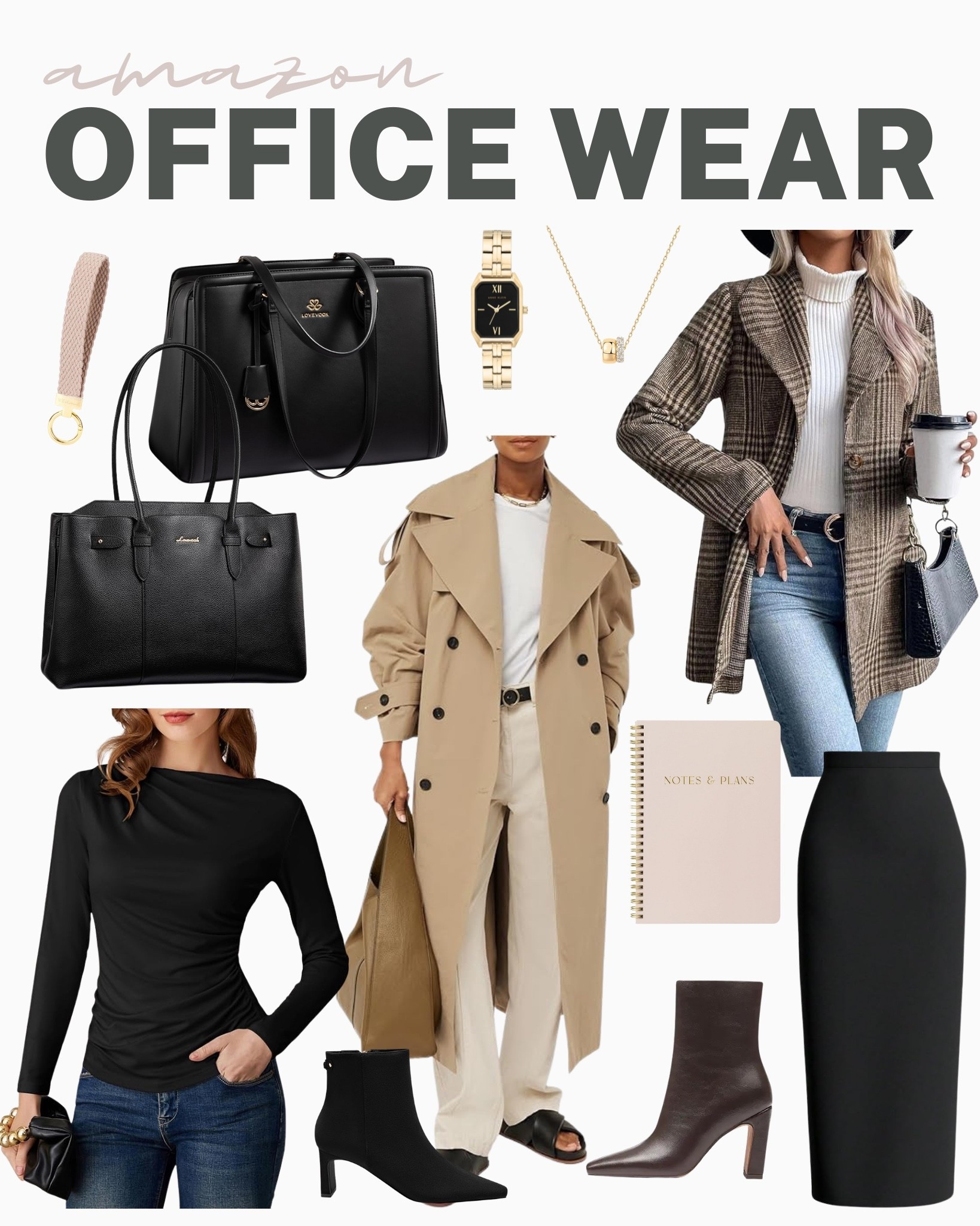 Simple and stylish Amazon office wear you’re sure to love this season!
trench coat, notebook and planner, gold jewelry, winter booties, layering pieces, plaid blazer,  business casual top, work tops, office style, stylish workwear, business casual, trendy office wear, professional looks, wardrobe update, transitional style, amazon fashion, affordable look, winter fashion

#LTKBeauty #LTKSeasonal #LTKU