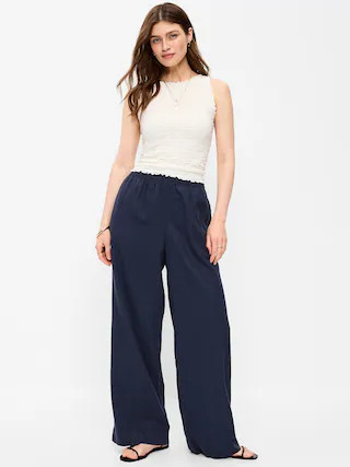 High-Waisted Linen-Blend Super Wide-Leg Pants | Old Navy (US)