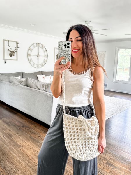 Madewell code: LTK20. Xs tank. Pants xs short. Crochet bag, crossbody bag, tank, tank top, tank tops, tanks, whisper tank 

#LTKItBag #LTKxMadewell #LTKSaleAlert