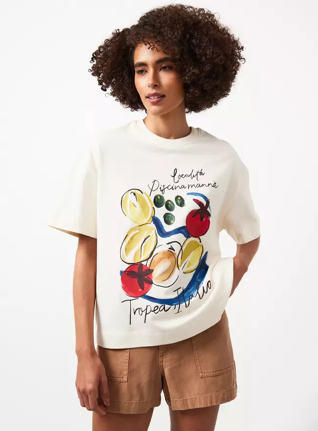 Buy Cream Holiday Fruit Graphic Oversized Fit T-Shirt XL | T-shirts | Tu | Tu Clothing