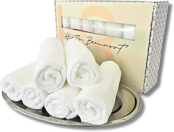 Bathroom Hand Towel Set - Vanity Tray & (6) 12x12 Hotel wash Cloths - Powder Room Towels -Hand Dr... | Amazon (US)