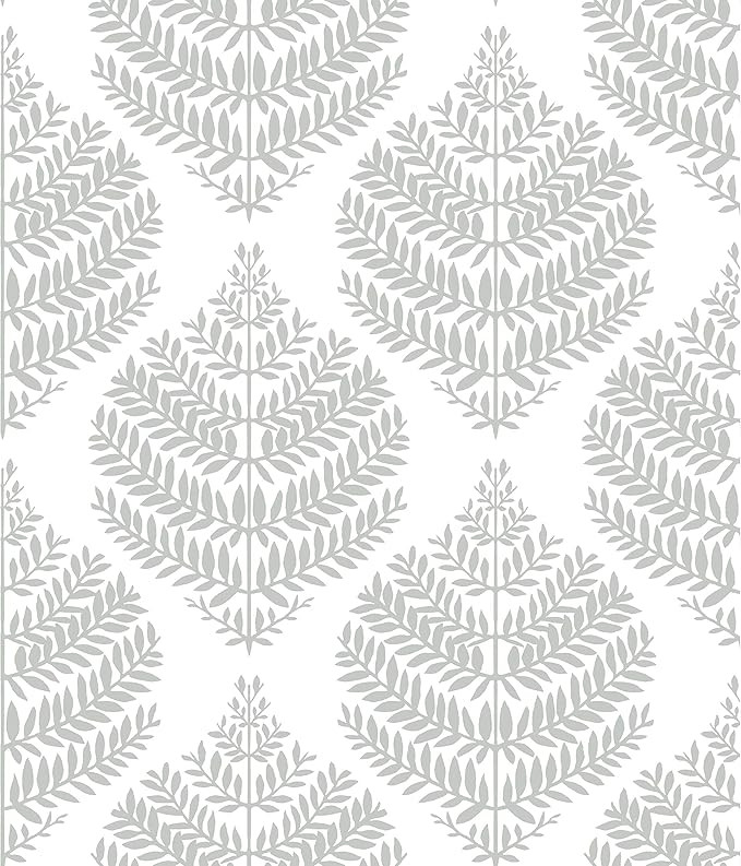 RoomMates Hygge Fern Damask Gray Peel and Stick Wallpaper | Removable Wallpaper | Self Adhesive W... | Amazon (US)