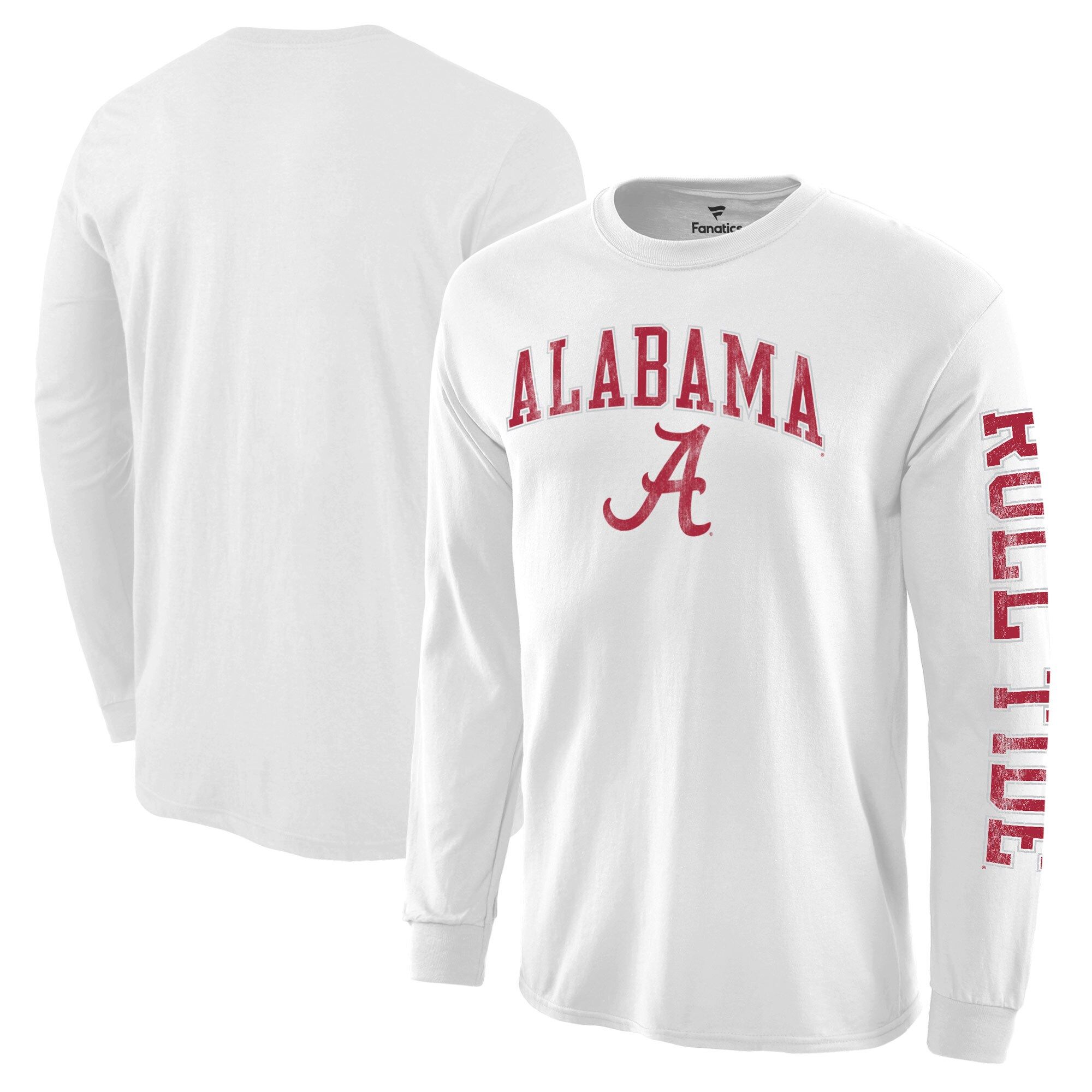 Alabama Crimson Tide Distressed Arch Over Logo Long Sleeve Hit T-Shirt - White | Fanatics