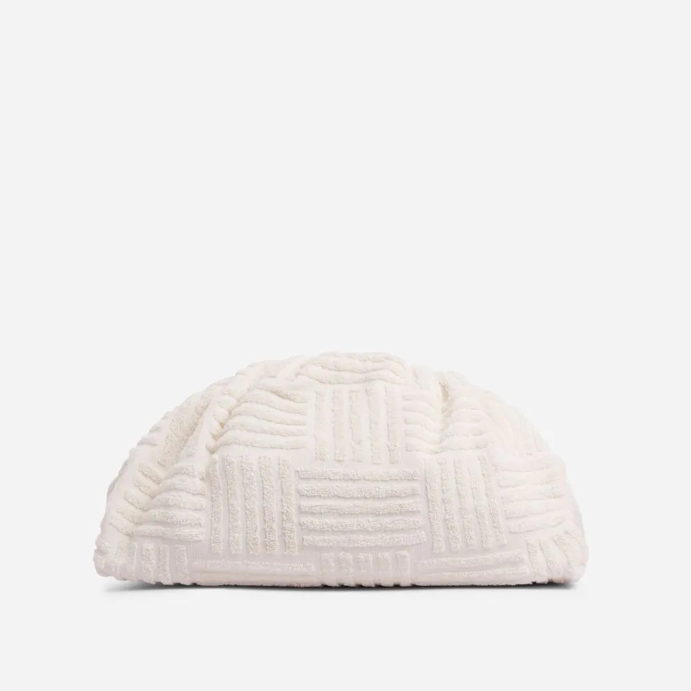 Carry Oversized Pouch Bag In Cream Nude Terry Towel Fabric | EGO Shoes (US & Canada)