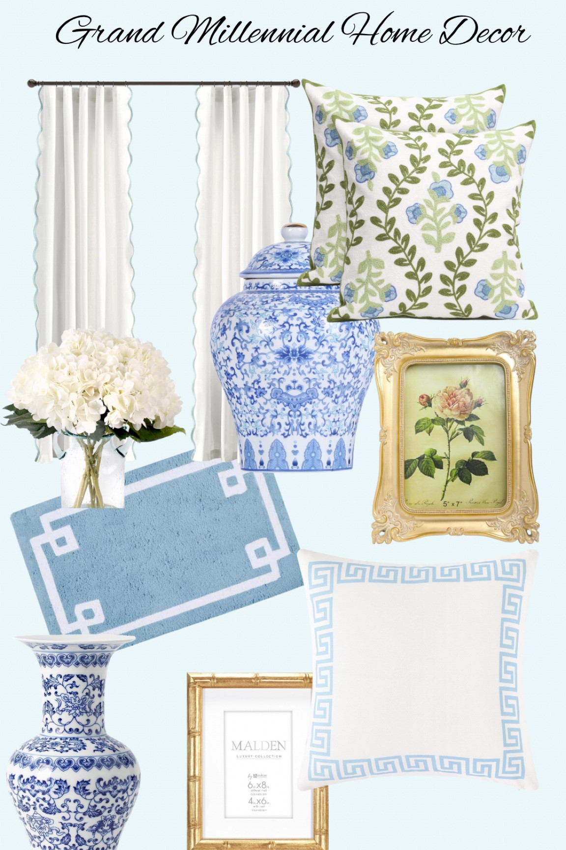 Amazon grand millenial home decor! Blue and white. Ginger jars. Gold accents. Hydrangeas  

#LTKFind #LTKhome #LTKSeasonal