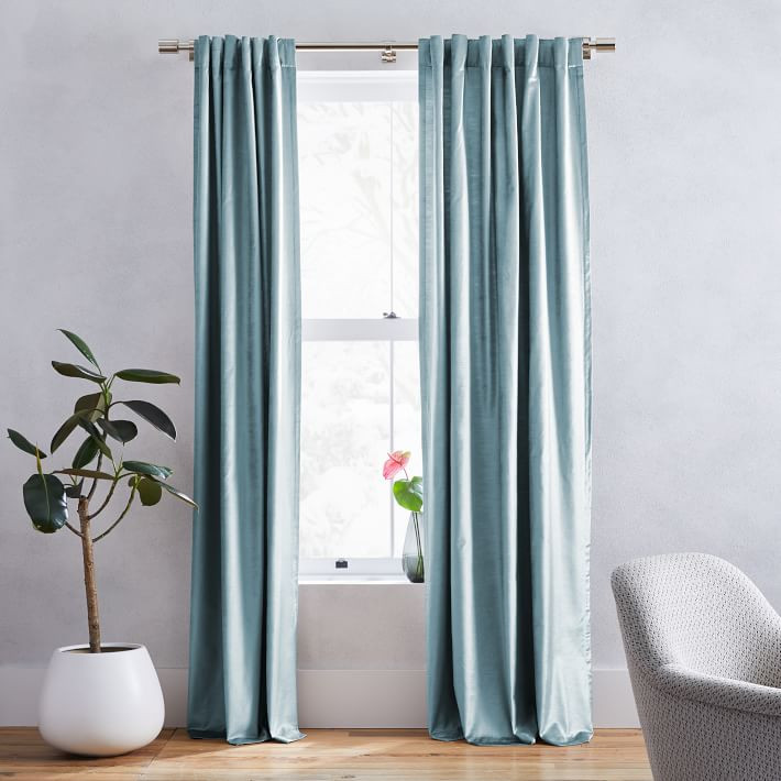 Luster Velvet Curtain - Silver Mist | West Elm | West Elm (US)