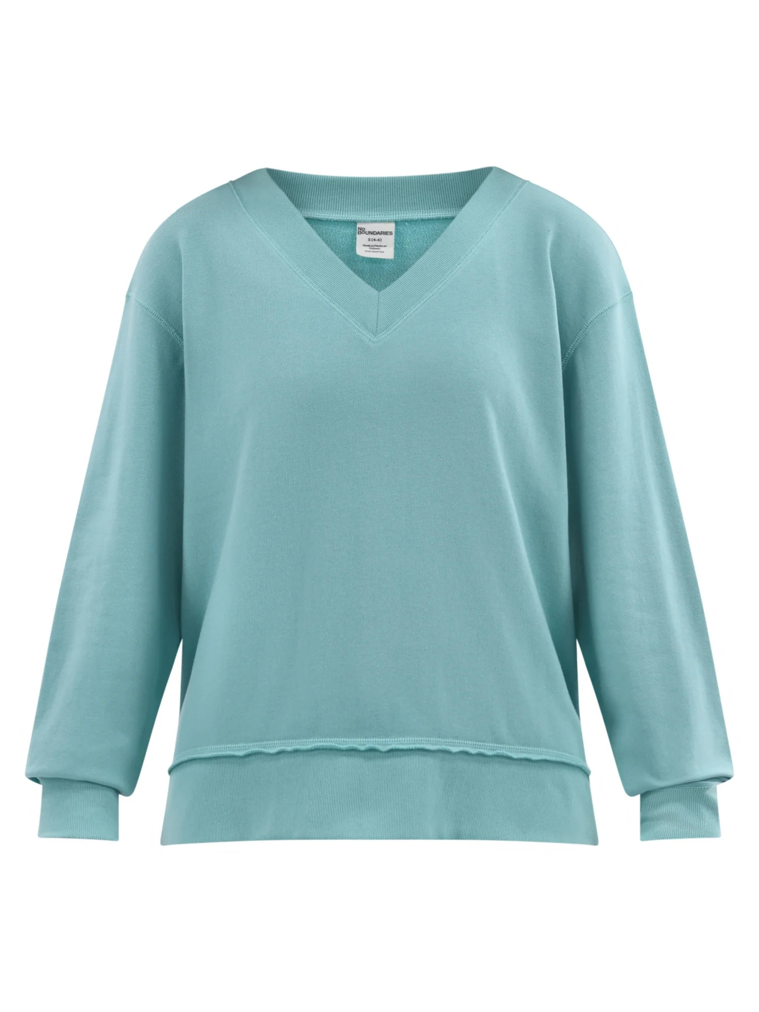No Boundaries Oversized V-Neck Sweatshirt, Women's | Walmart (US)