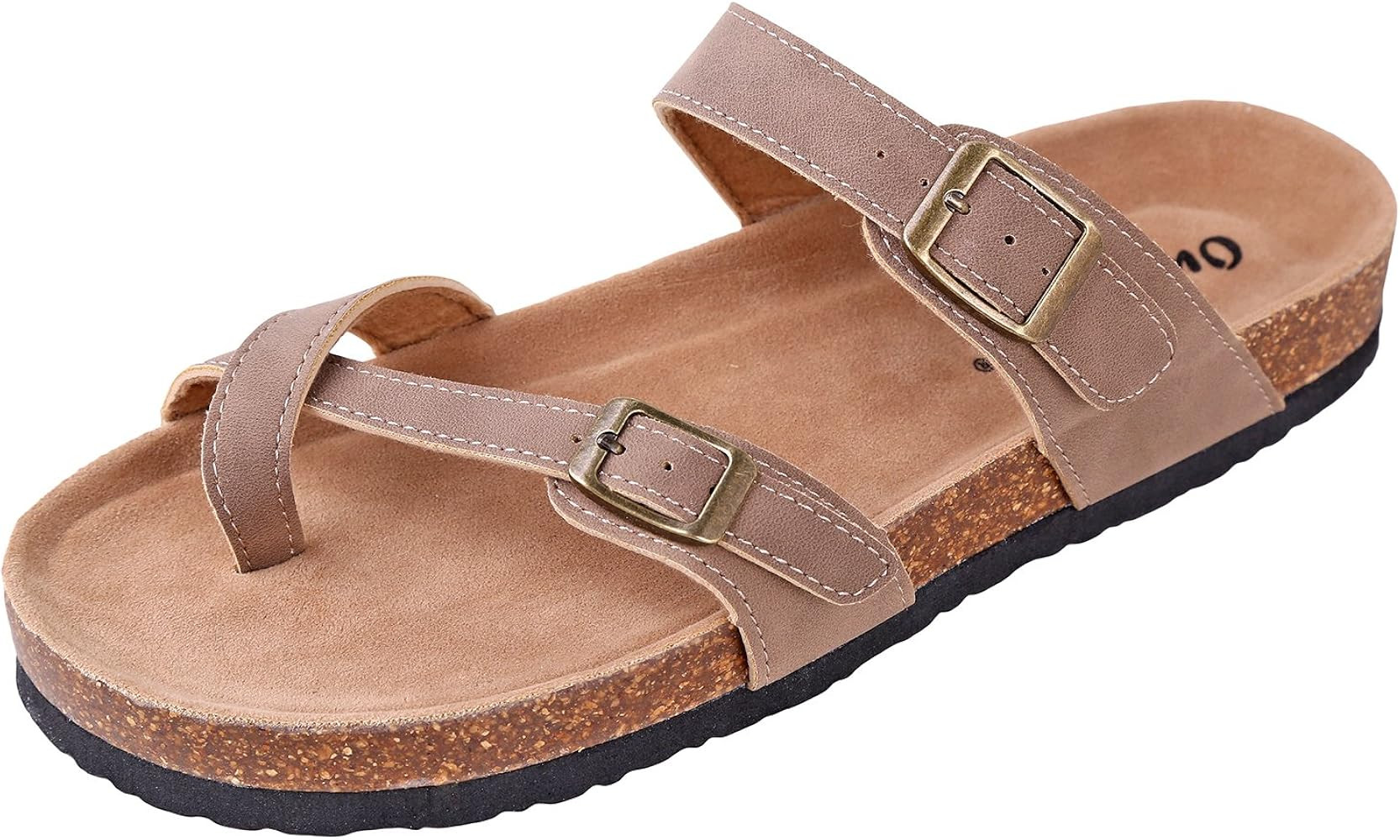OUTWOODS Women's Bork-30 Vegan Leather Slide On Toe Loop Sandals | Amazon (US)