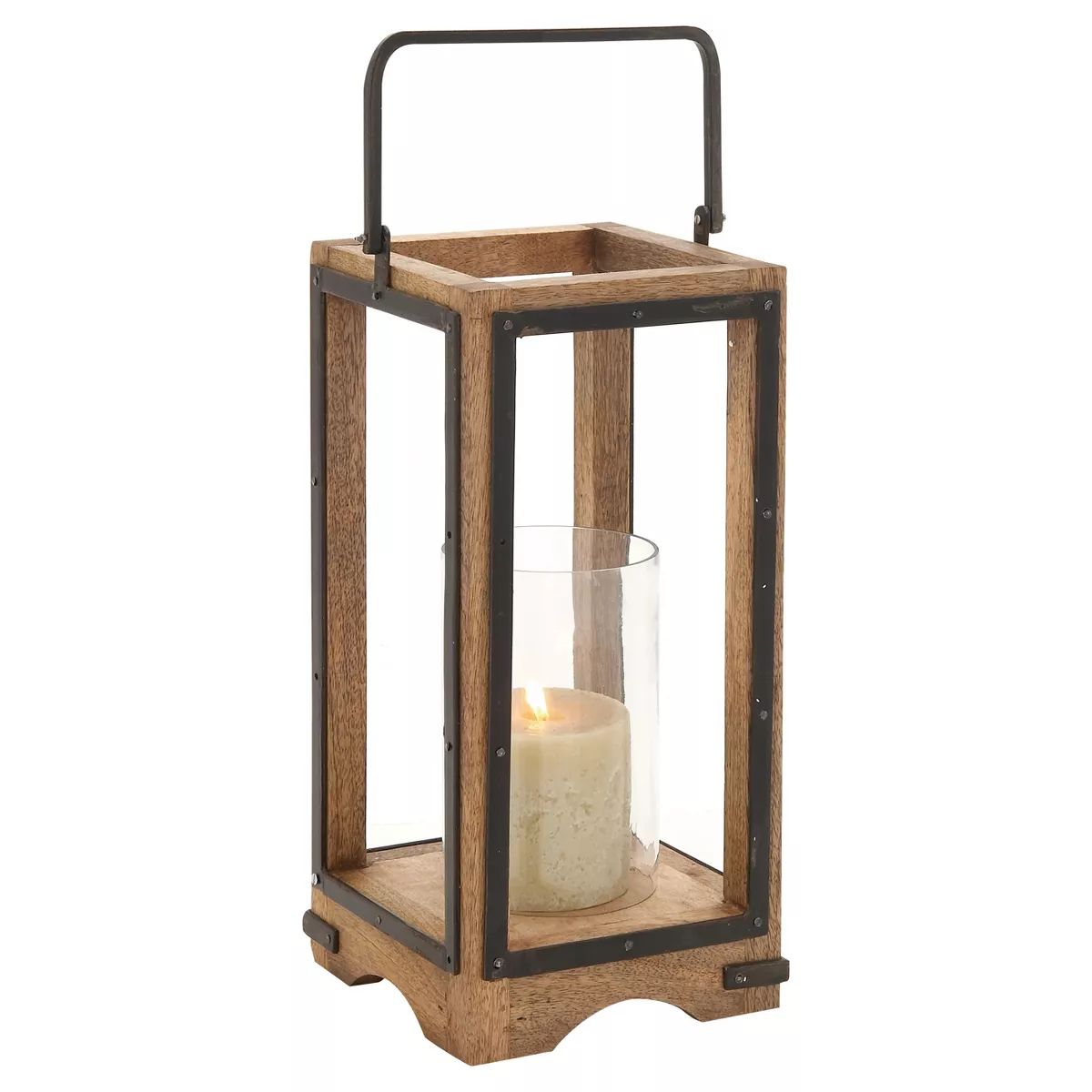 Rustic Candle Holder (22") - Olivia & May: Decorative Metal & Glass Lantern for Porch, Tabletop D... | Target