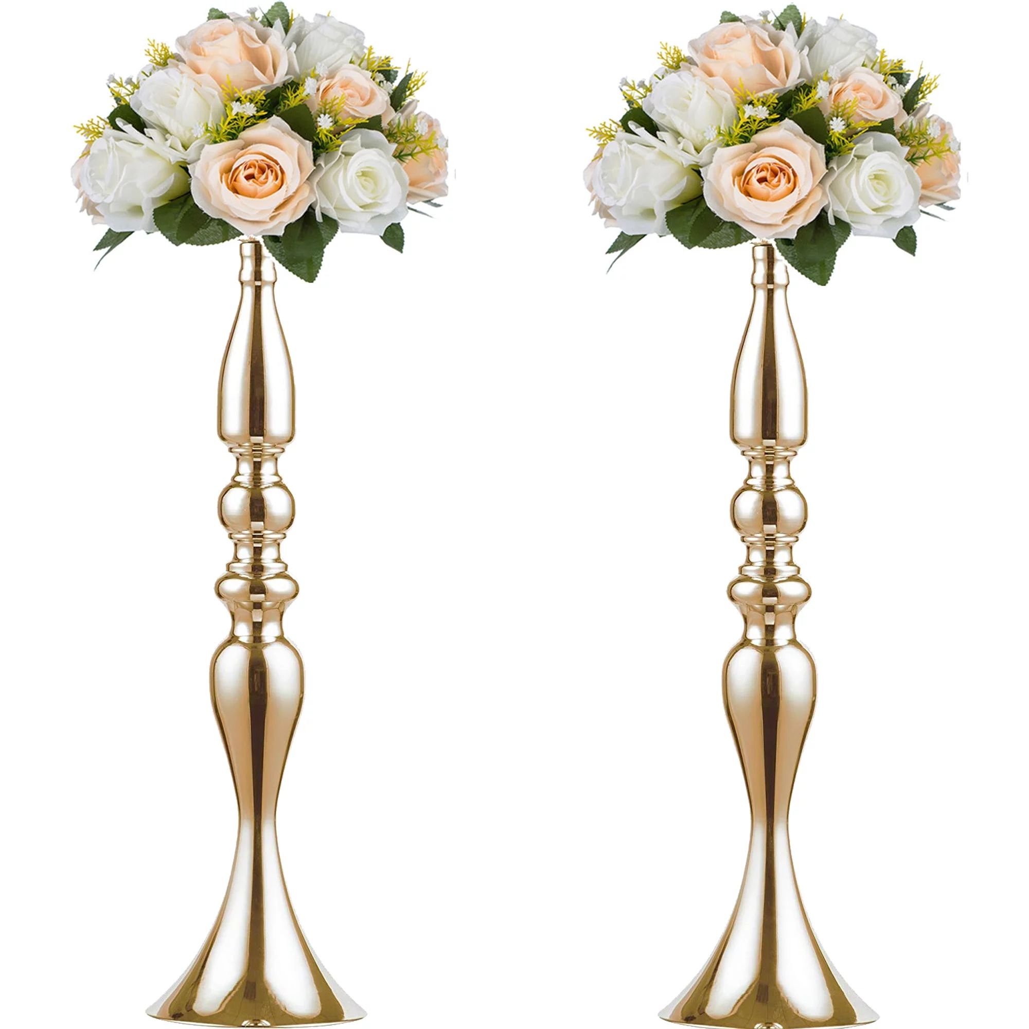 Nuptio 20" Gold Centerpieces for Table Decoration Vases for Wedding Set of 2 | Walmart (US)