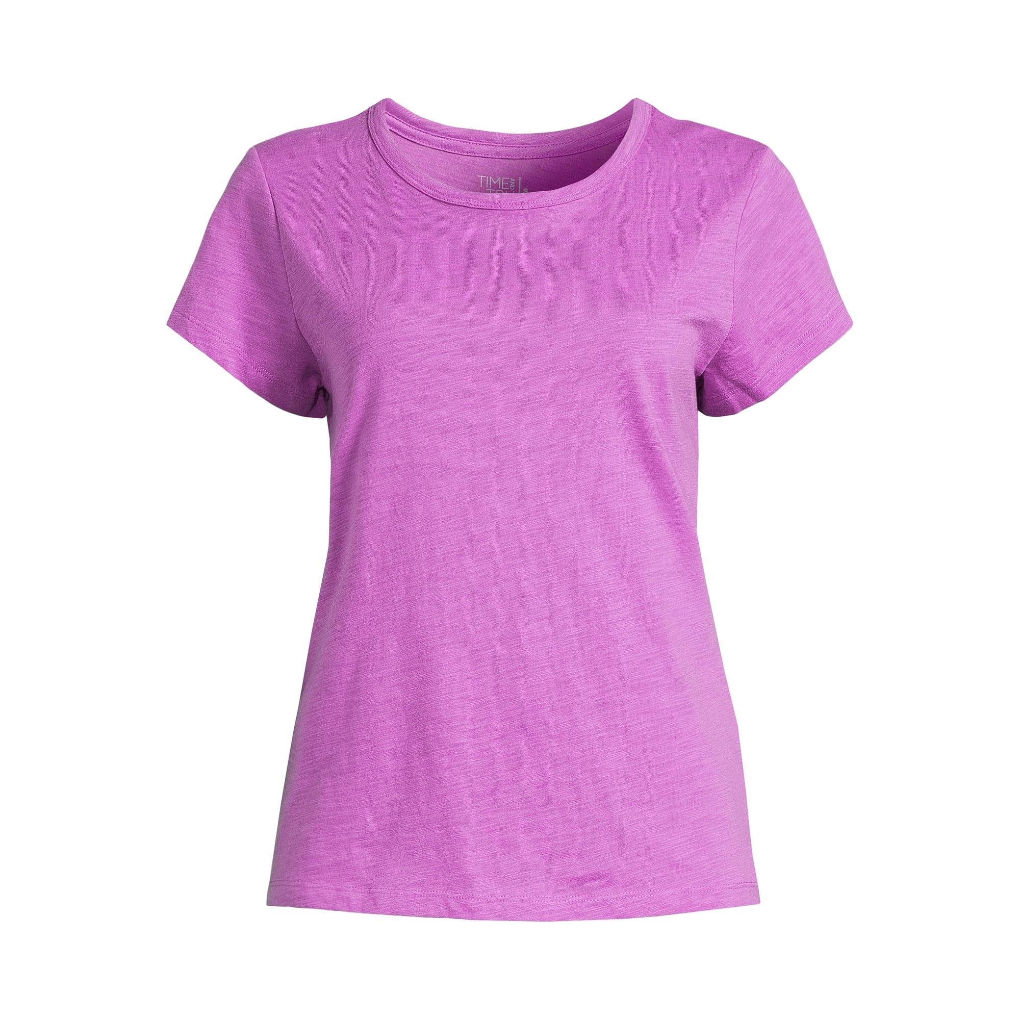 Time and Tru Women's Slub Texture Tee with Short Sleeves, Sizes S-XXXL | Walmart (US)